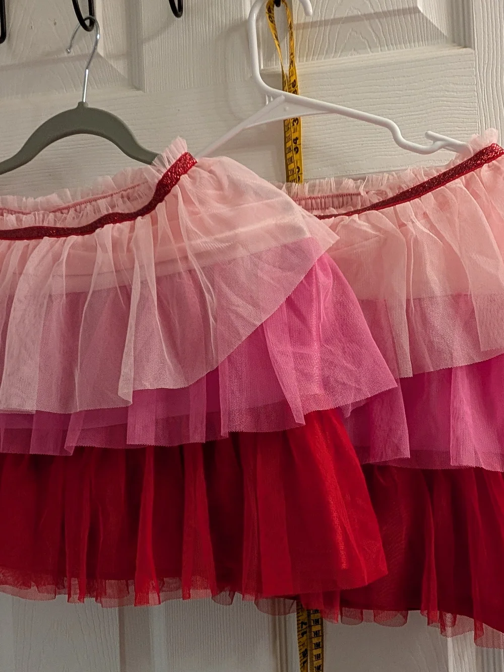 Two Large Kids Tiered Tulle Mini Skirt/Tutu - Pink & Red